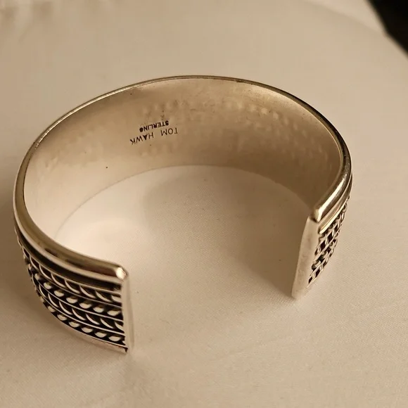 Chic Silver Rope Design Cuff Bracelet Vintage. - Picture 4 of 6